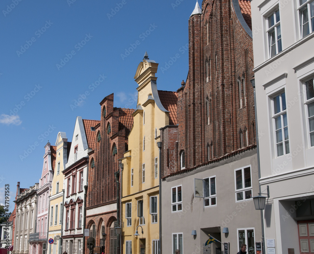 Häuserzeile, Stralsund, Mecklenburg-Vorpommern, Deutschland