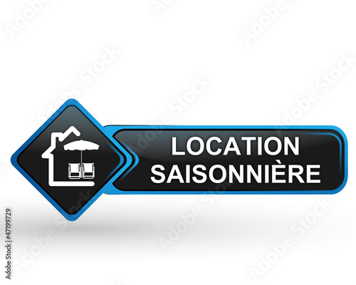 location saisonnière sur bouton web carré design bleu