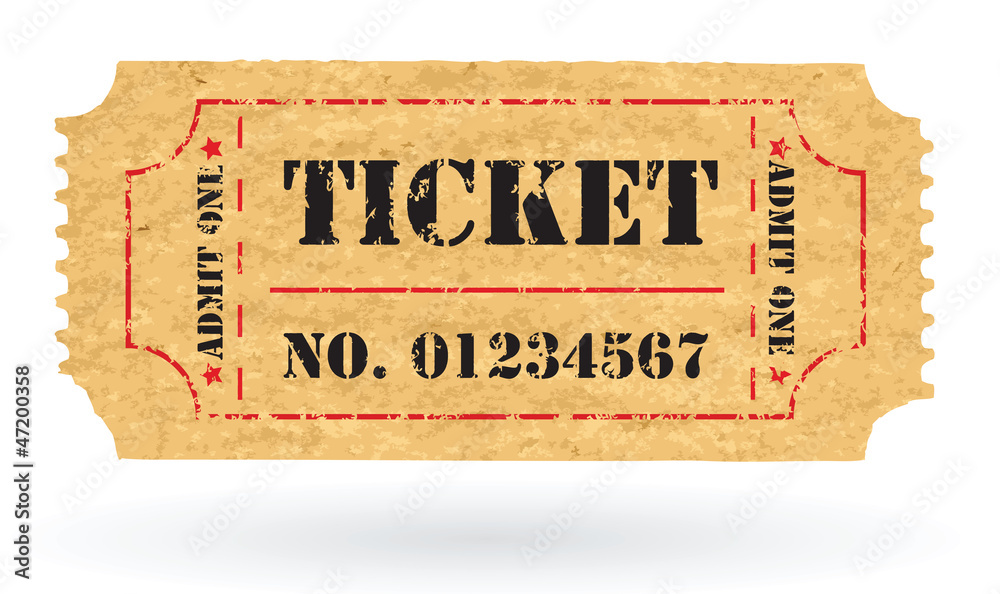 Fototapeta premium Old Vector vintage paper ticket with number
