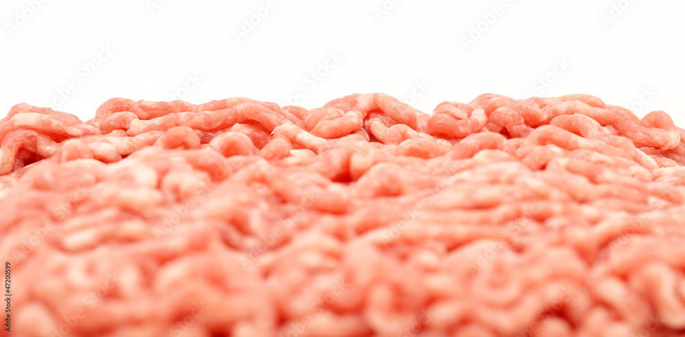 Isolated raw minced beef on white