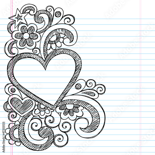 Heart Frame Border Sketchy Back to School Doodles