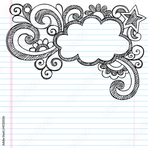 Cloud Frame Border Sketchy Back to School Doodles