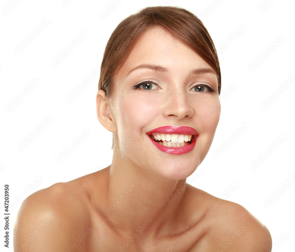 A beautiful woman, portrait isolated on white background A beautiful woman, portrait isolated on white background
