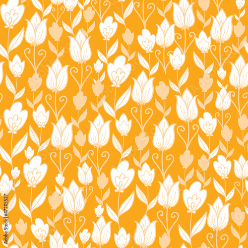 Vector golden Dutch tulip flowers elegant seamless pattern