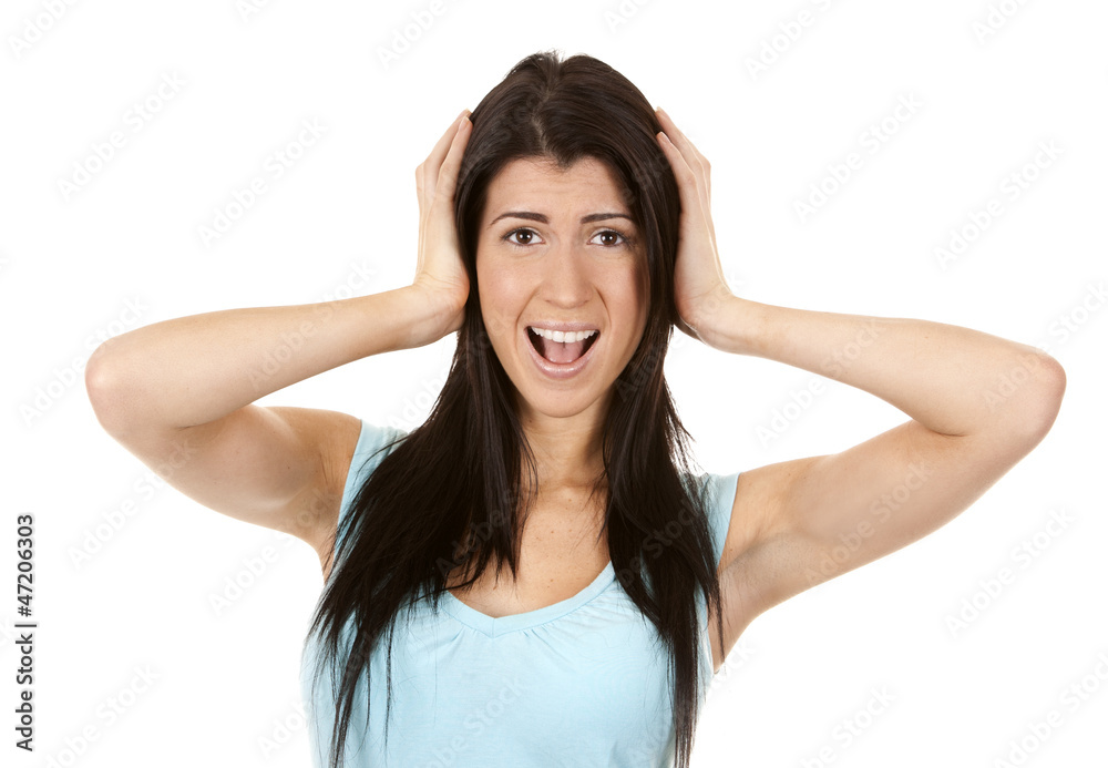 woman covering ears woman covering ears