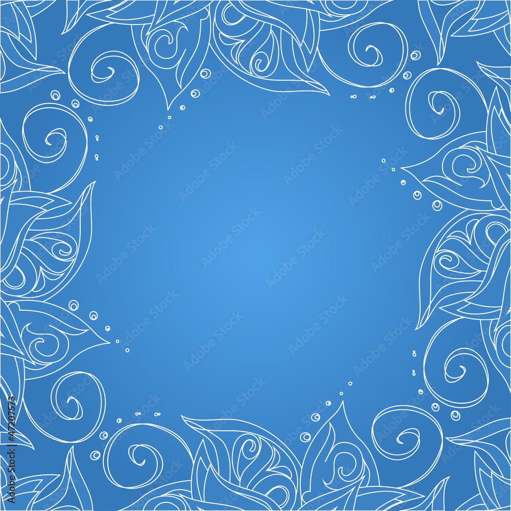 Blue background with floral ornament
