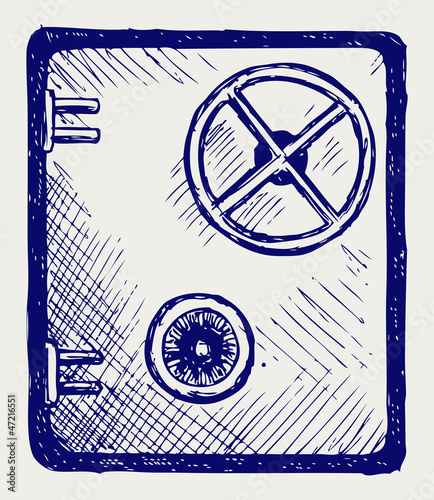 Bank safe. Doodle style