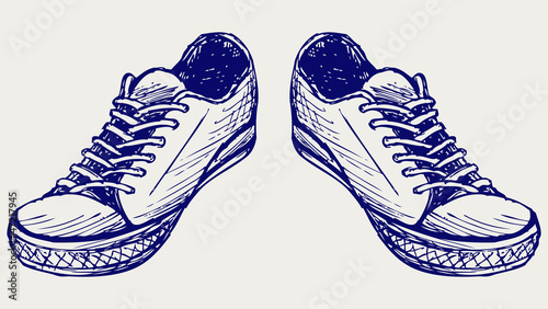 Sports shoes. Doodle style
