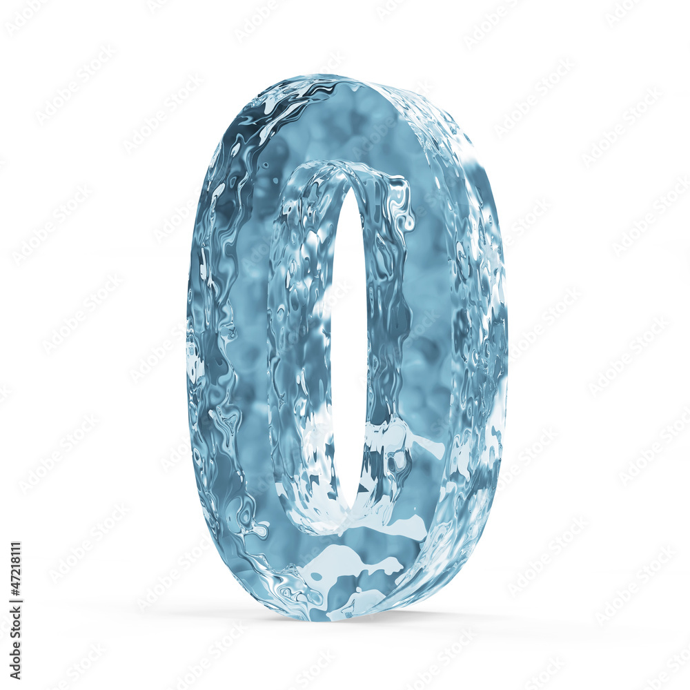 Water Numbers isolated on white background (Number 0) Water Numbers isolated on white background (Number 0)