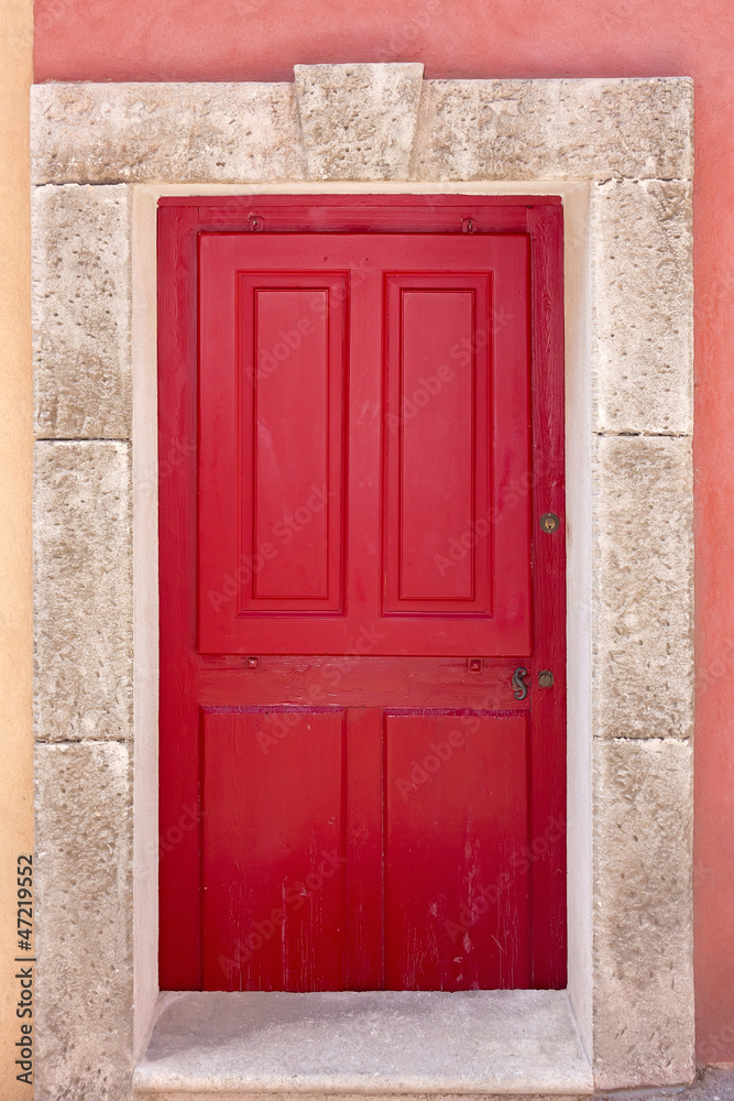 Red coffered door