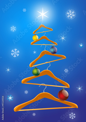 Christmas tree consisting of clothes hangers