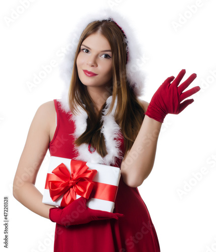 The Christmas girl with boxes of gifts isolated © Vladimir Voronin