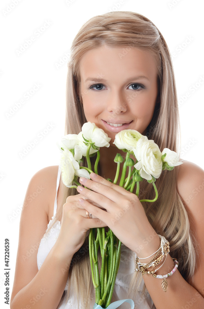 Girl with white flower Girl with white flower