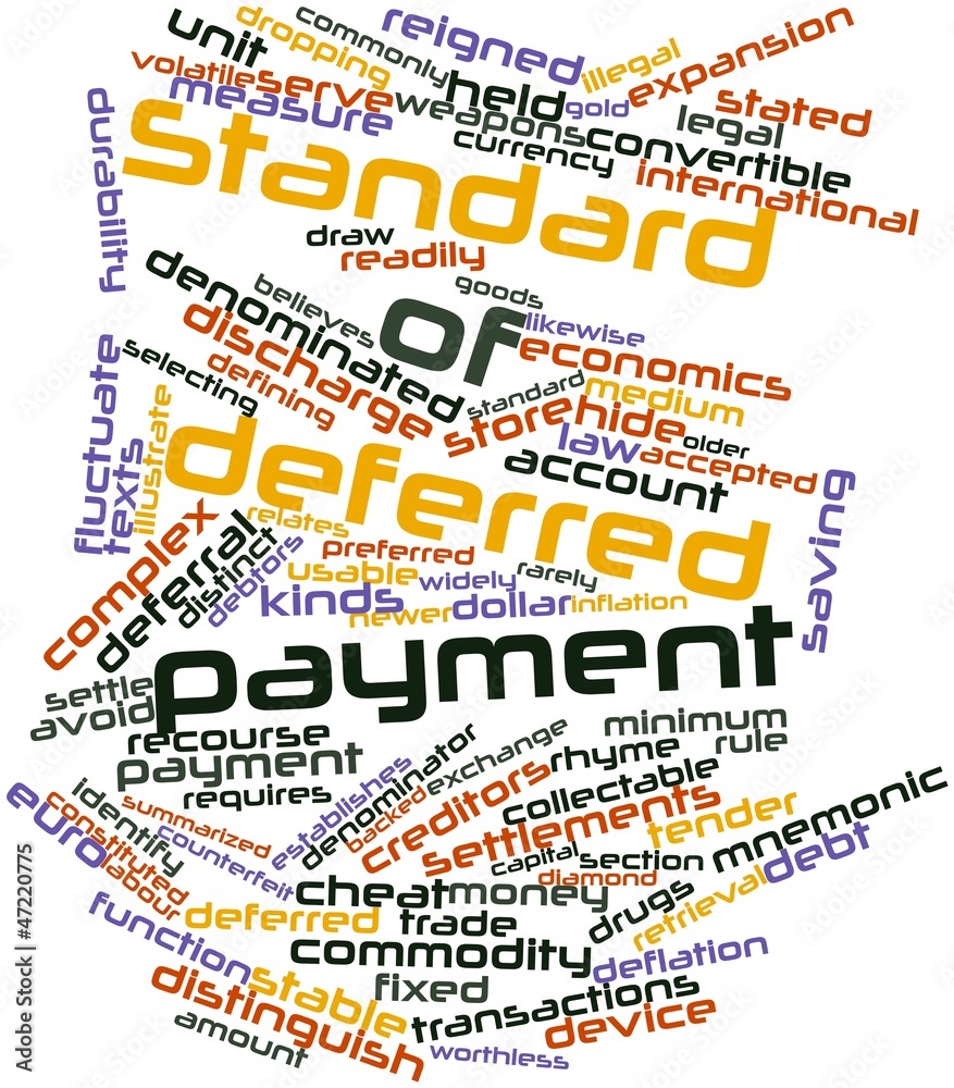 Word cloud for Standard of deferred payment Stock Illustration Adobe