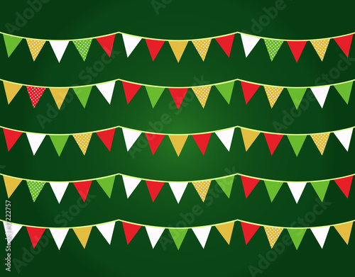 Colorful Christmas flags or bunting set