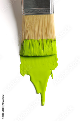 Fototapeta Naklejka Na Ścianę i Meble -  Brush with green paint