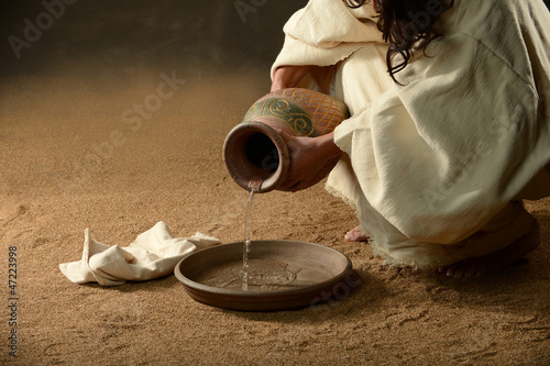 Jesus with a jug of water