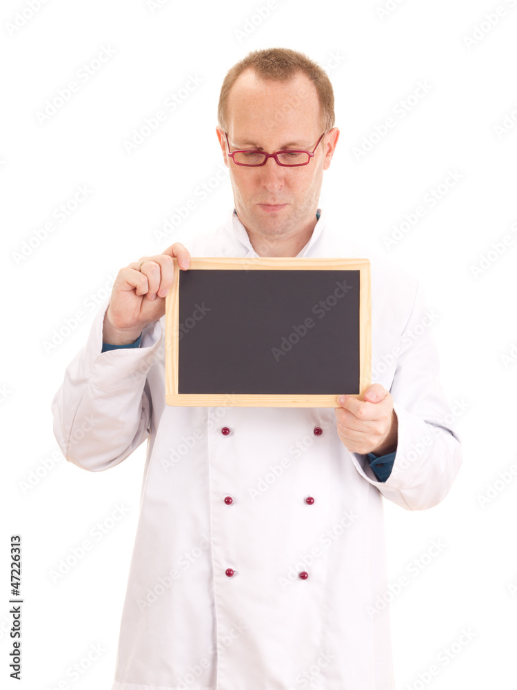 Cook with blackboard Cook with blackboard