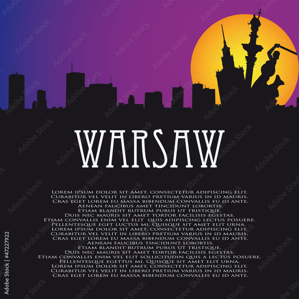 Fototapeta premium Vector background with Warsaw
