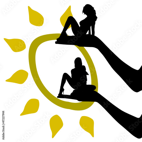 sexy girl on hand silhouette