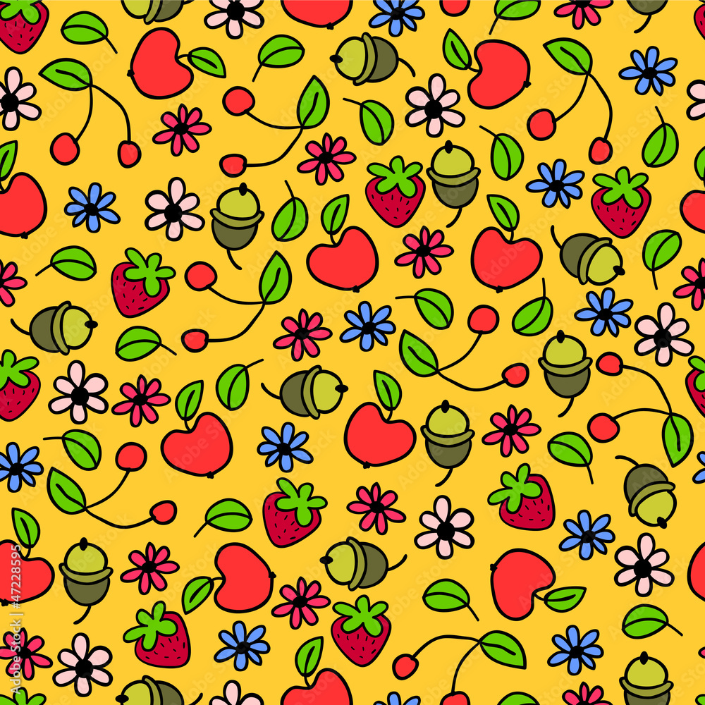 Seamless pattern with nature elements