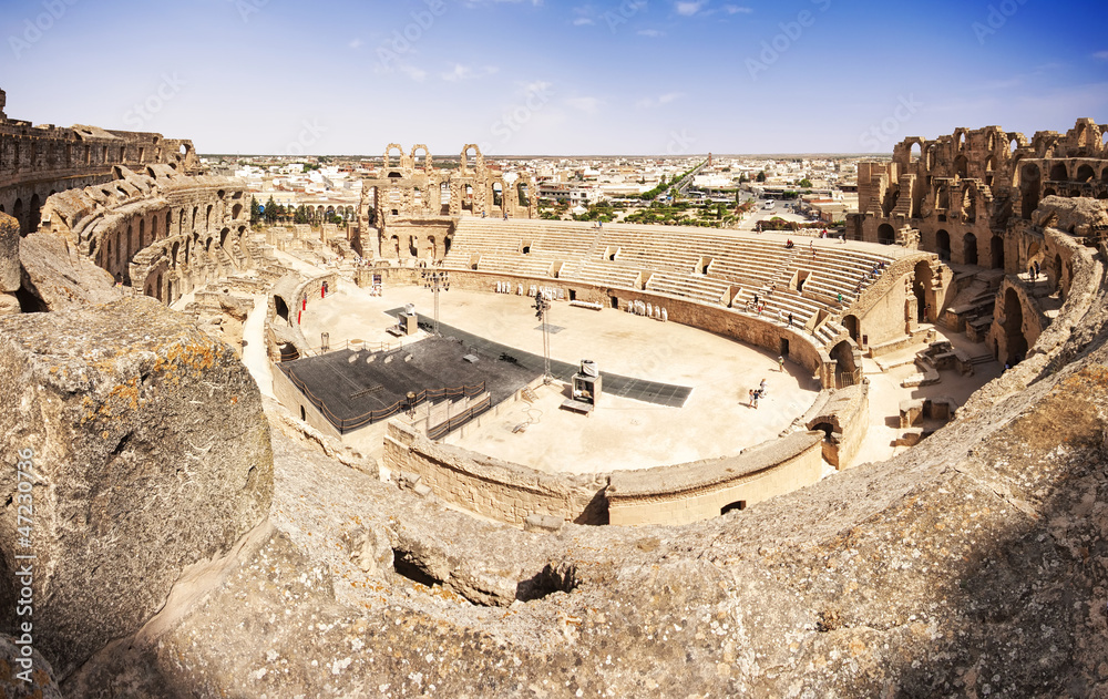 Ruins of the largest colosseum in in North Africa. El Jem,Tunisi