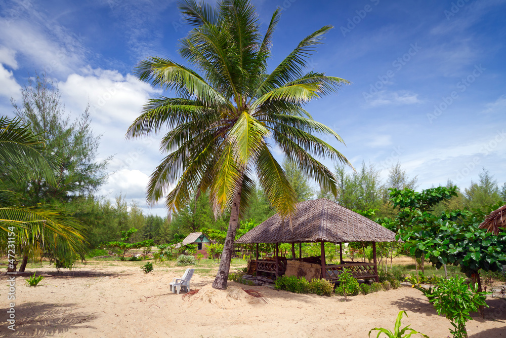 Tropical hut at the beach in Thailand