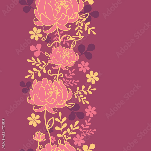 Vector red flowers and leaves elegant vertical seamless ornament