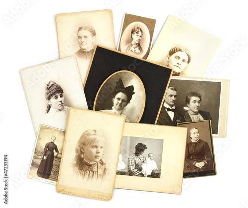 Antique Photos Collage on White Background