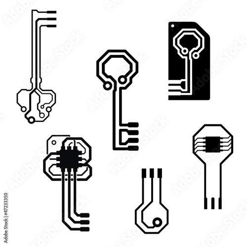 Vector circuit board keys for logo or icon