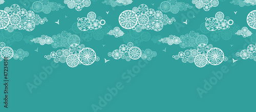 Vector doodle clouds abstract horizontal seamless pattern