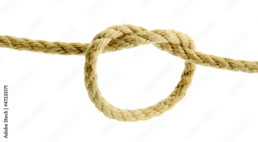 rope with knot, isolated on white