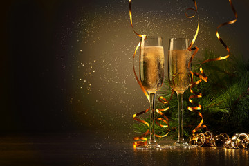 Glasses of champagne at new year party