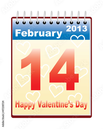 calendar with Day of Valentine date vector illustration