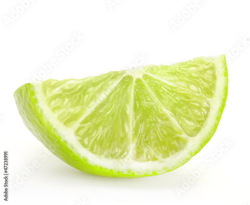 Fresh lime slice, Isolated on white background
