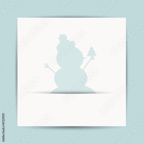 Happy snowman with christmas tree, postcard design