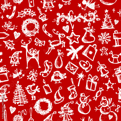 Christmas seamless sketch for your design