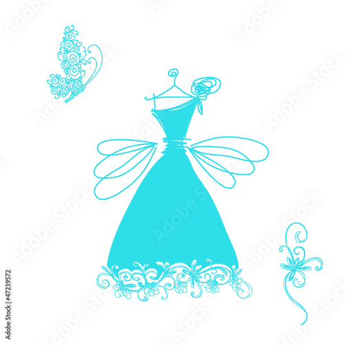 Sketch of cute cocktail dress for your design