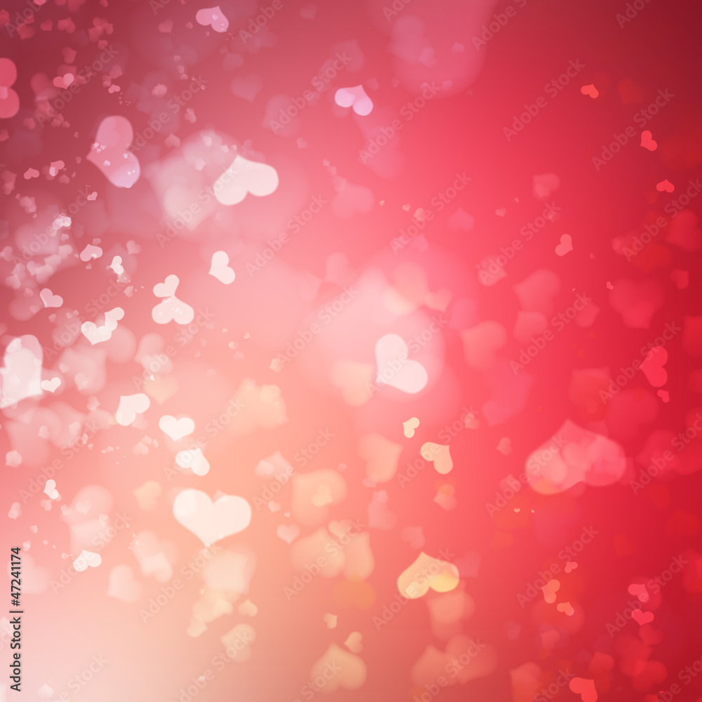 Abstract heart bokeh bright background