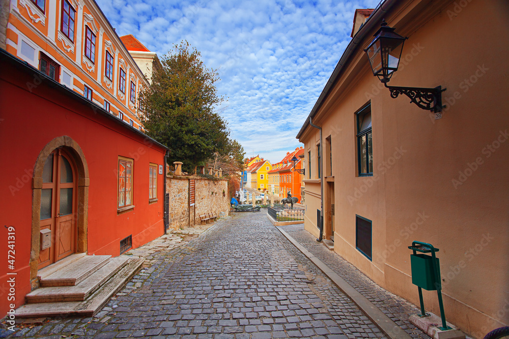 Fototapeta premium view of street in old Zagreb, Croatia