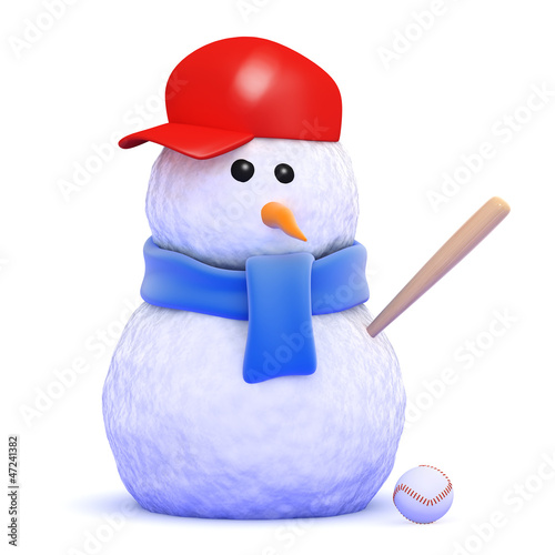 Photography Snowman plays baseball in the snow