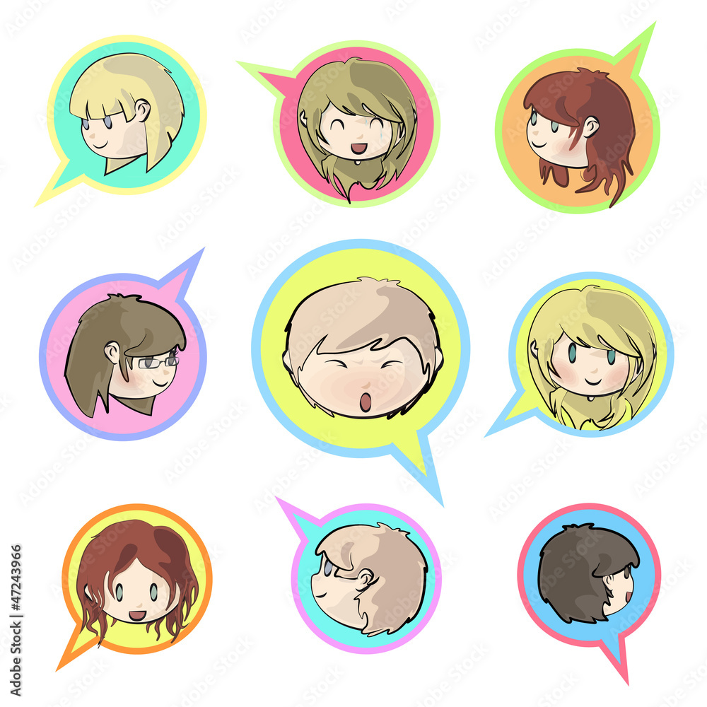 Multiple kids inside a bubble speak. Isolated vector design. Multiple kids inside a bubble speak. Isolated vector design.