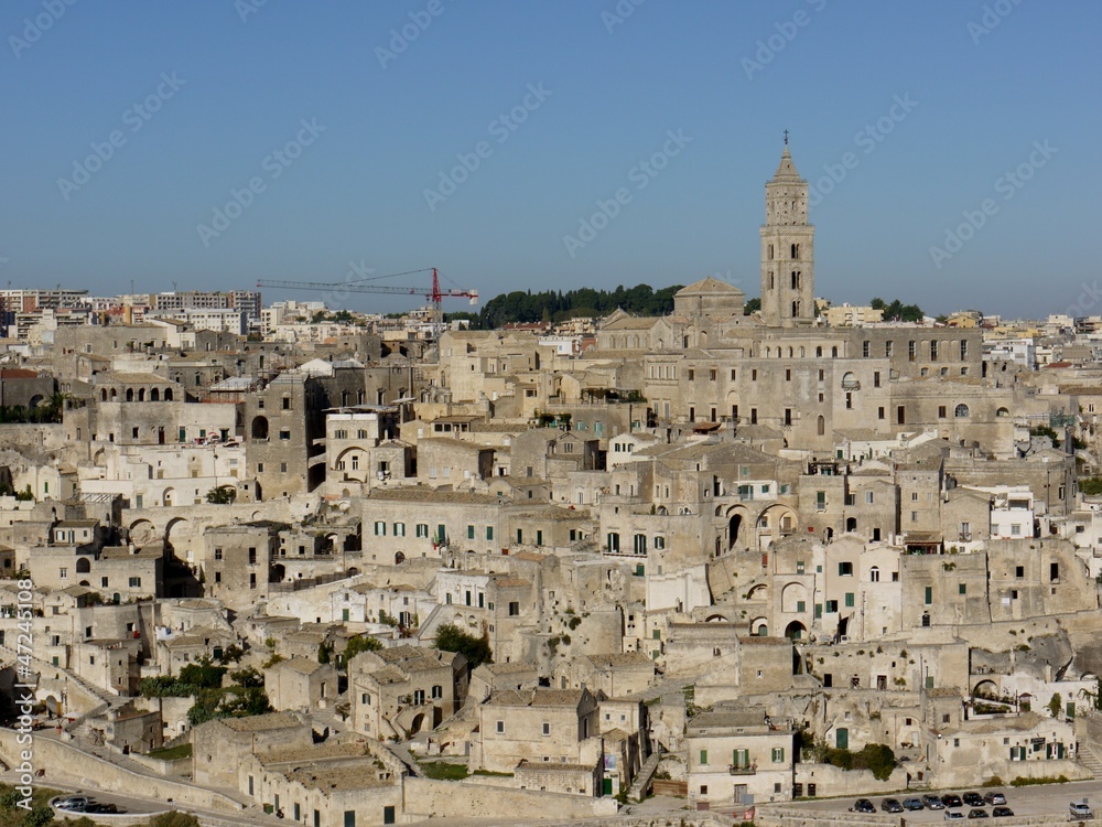 The historic center of the city Matera in Italy