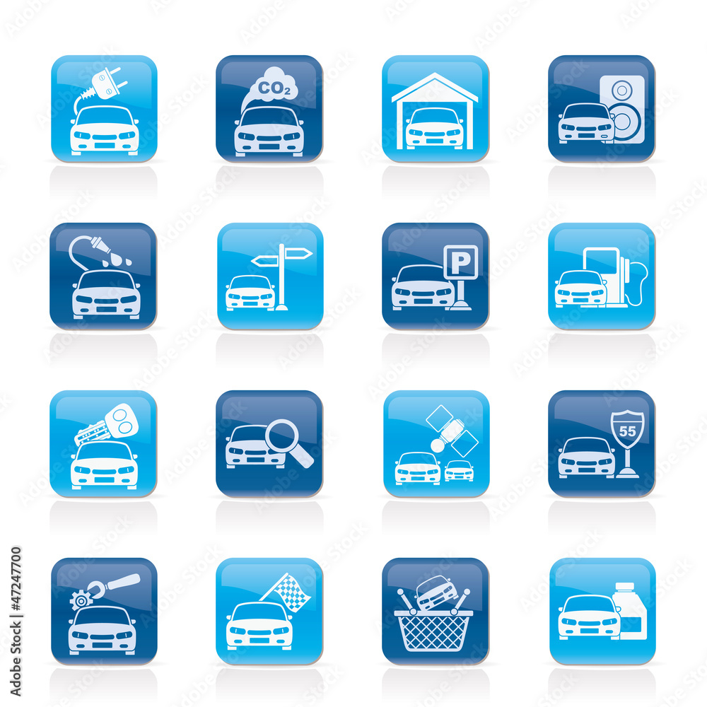 Car and road services icons - vector icon set Car and road services icons - vector icon set