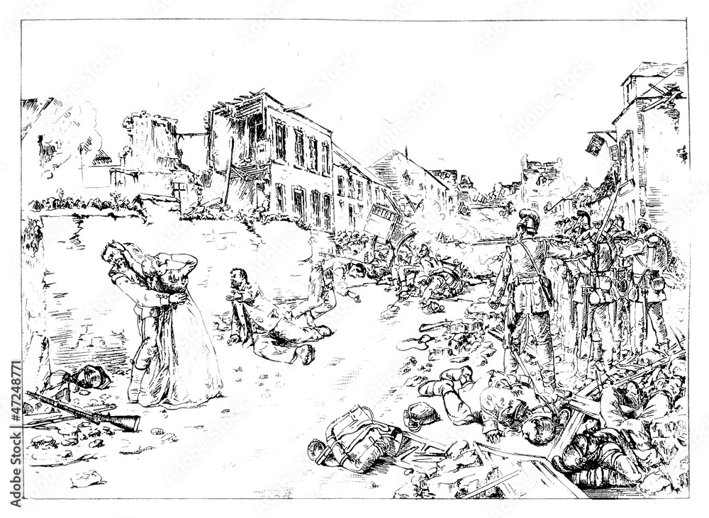 War Scene : Soldiers killing People - 19th century War Scene : Soldiers killing People - 19th century