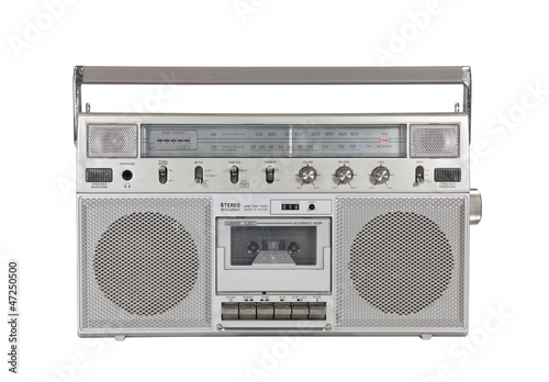 Old Portable Stereo Cassette Player with Clipping Path