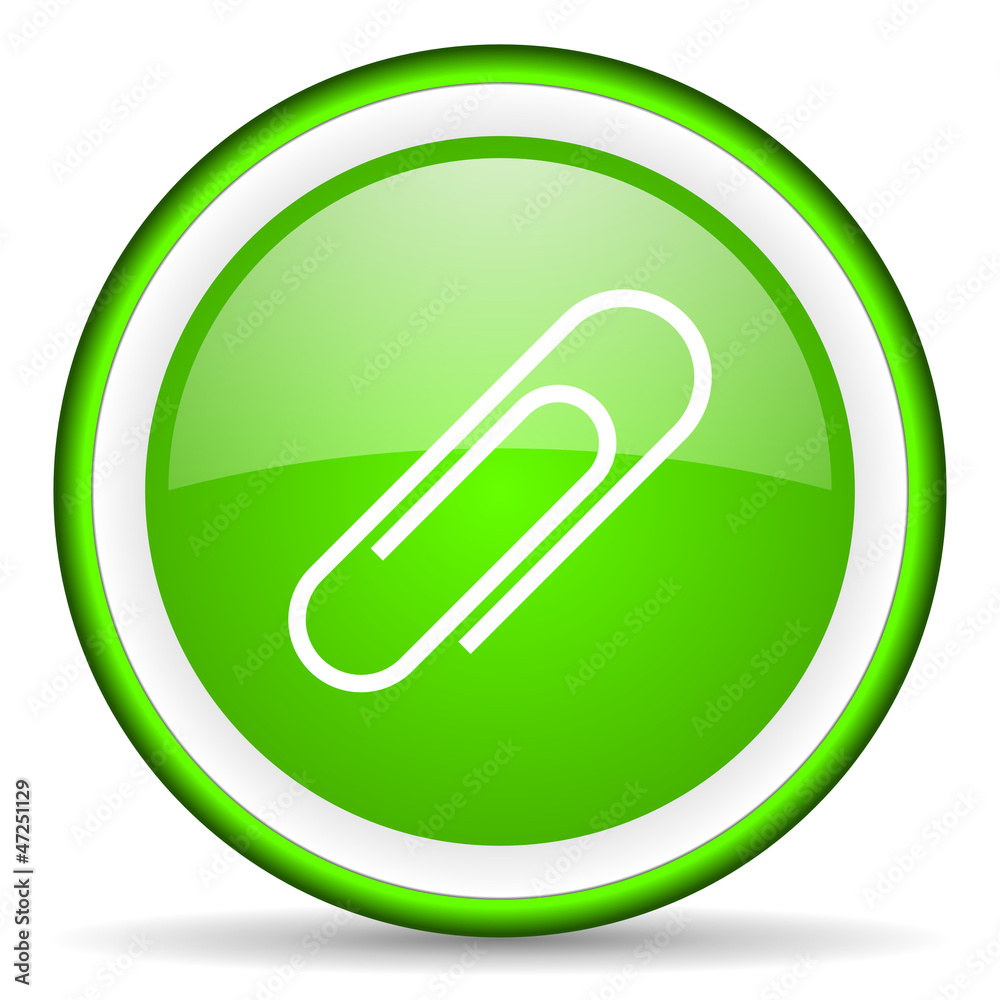 paper clip green glossy icon on white background paper clip green glossy icon on white background