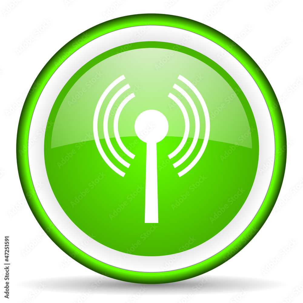 wifi green glossy icon on white background wifi green glossy icon on white background