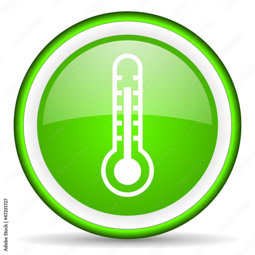 thermometer green glossy icon on white background thermometer green glossy icon on white background