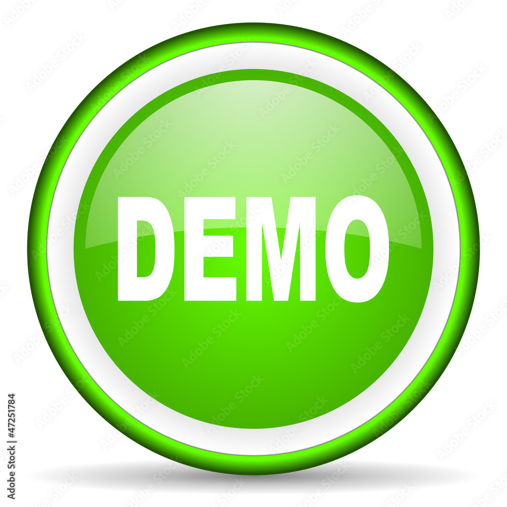 demo green glossy icon on white background demo green glossy icon on white background